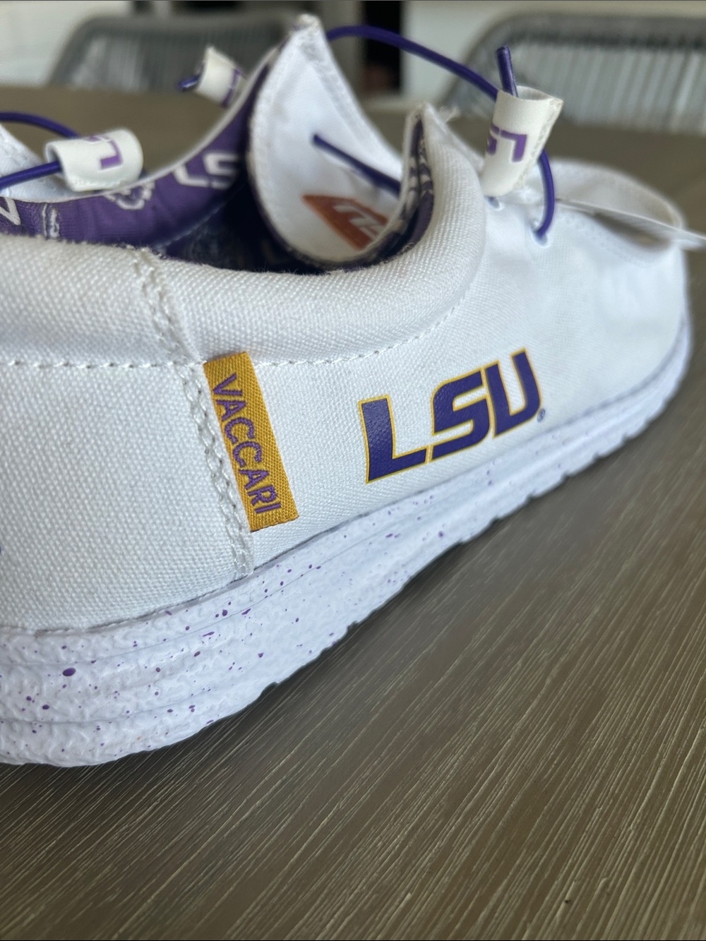 LSU White Canvas Slip-On Shoes with Purple Accents - Picture 5 of 6